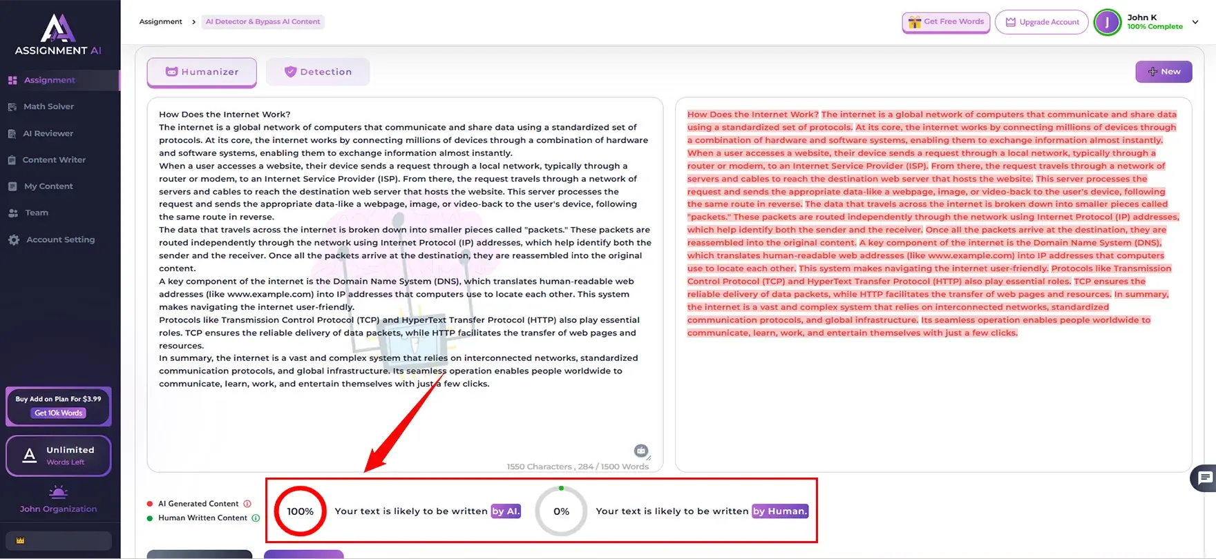 AssignmentGPT AI AI Content Detector