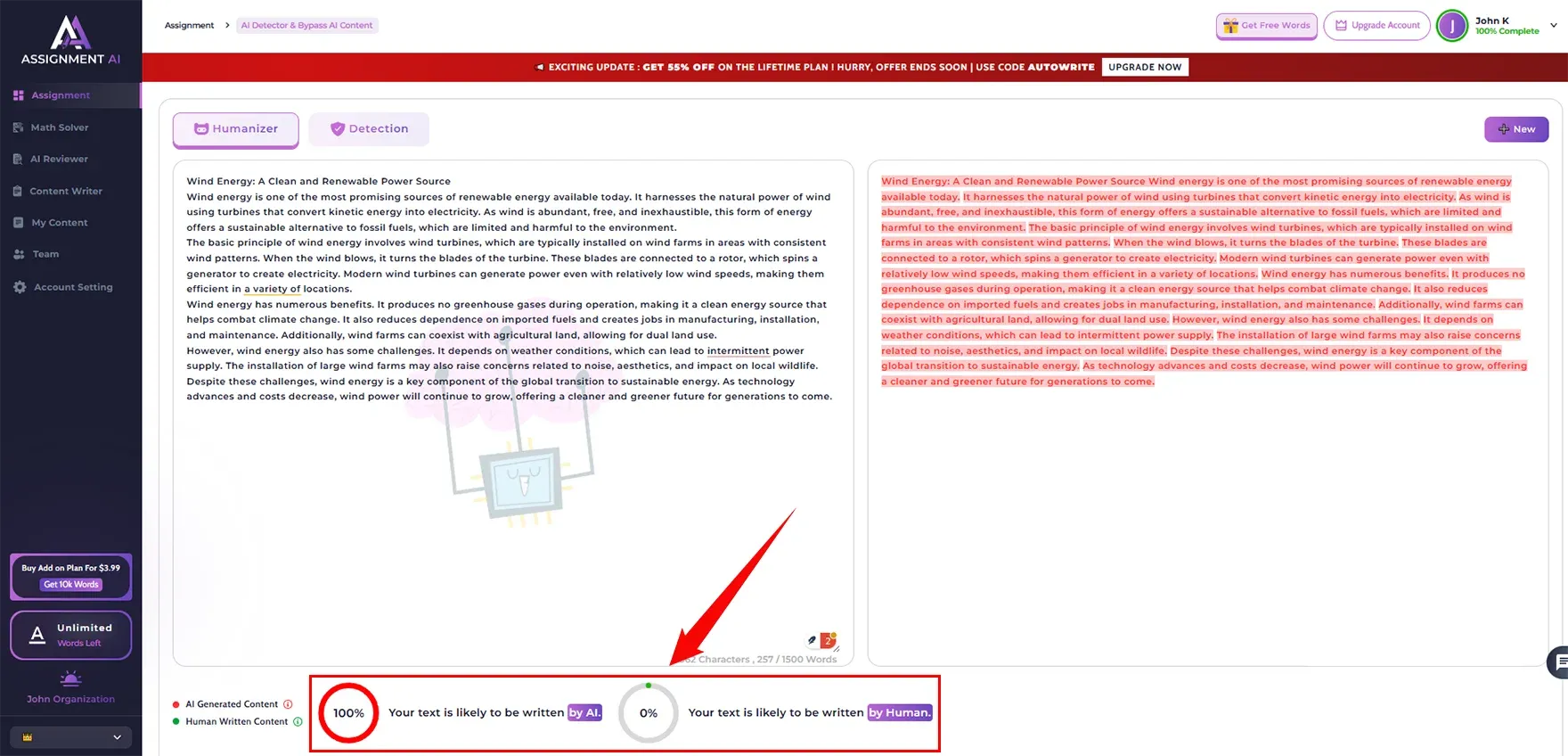 AssignmentGPT.AI AI Detector