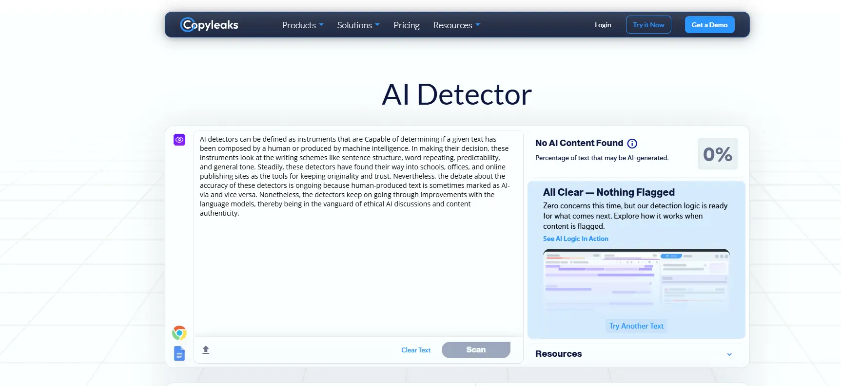 Copyleaks AI detector after humanizing the content