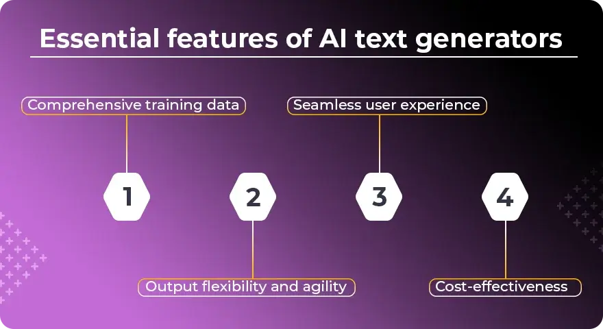 Essential features of AI text generators