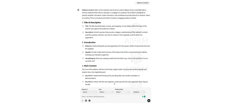 Generating AI Content for a Webinar Content