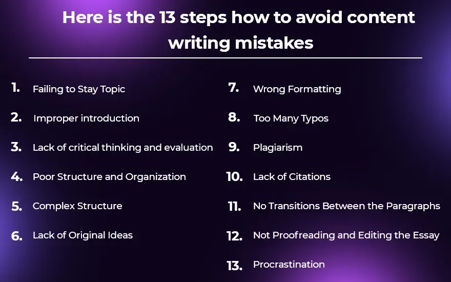 13 steps how to avoid content writing mistakes