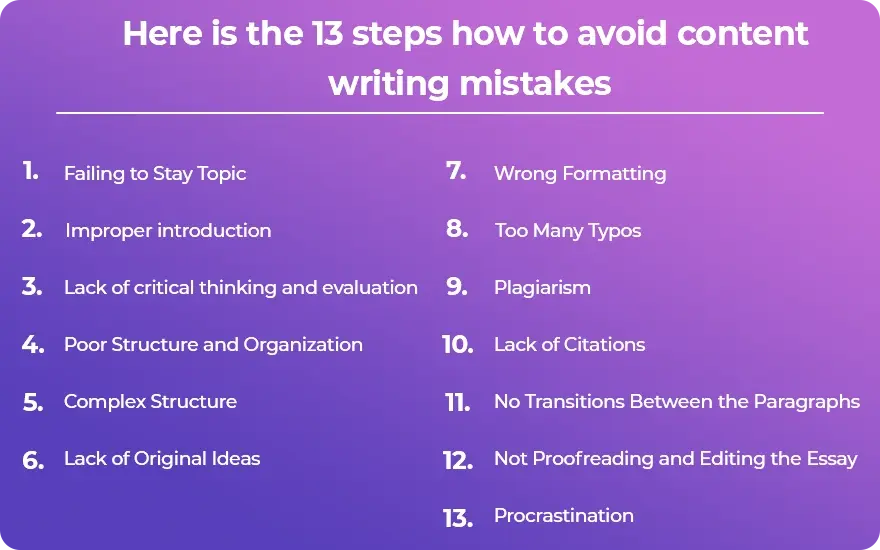 13 steps how to avoid content writing mistakes