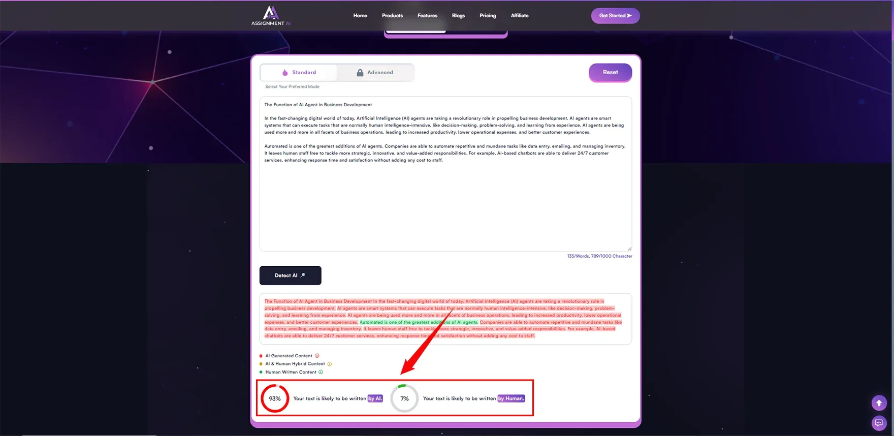 Humanize Text Test in  AssignmentGPT AI Detector