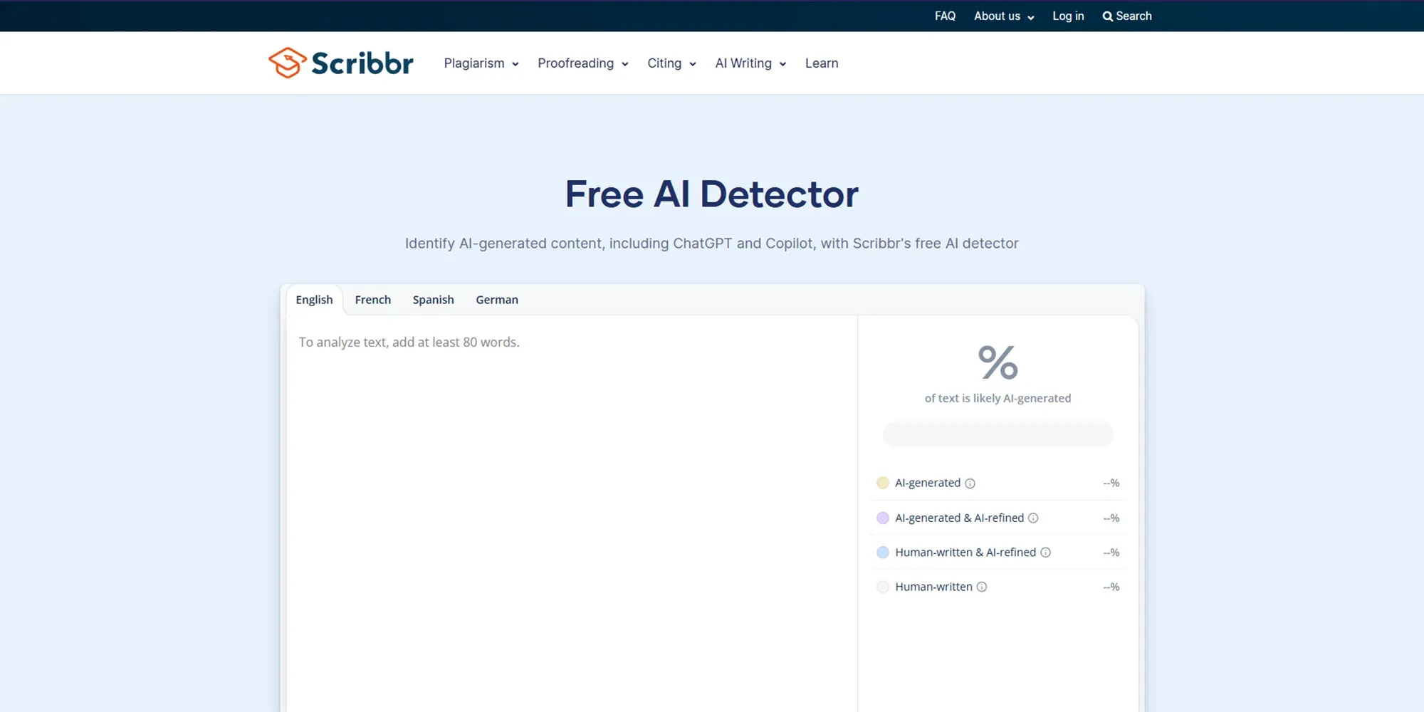 Scribbr AI detector