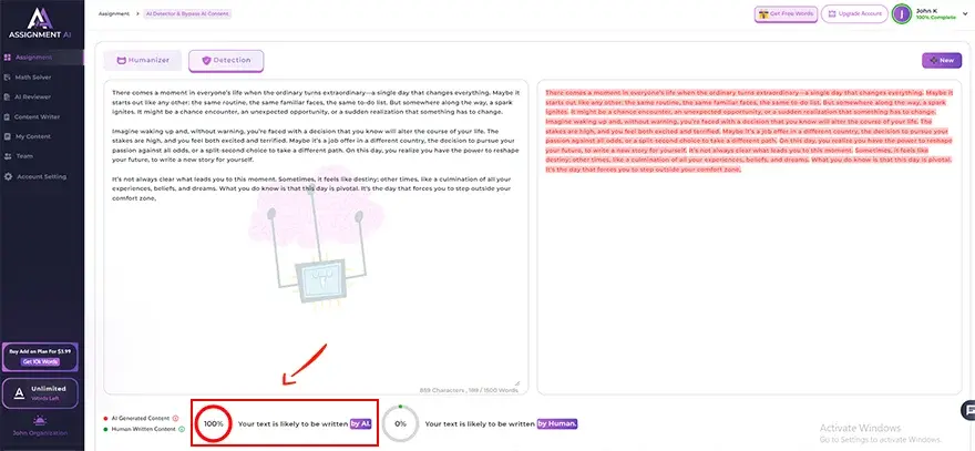 ai detection by assignmentgpt ai detector